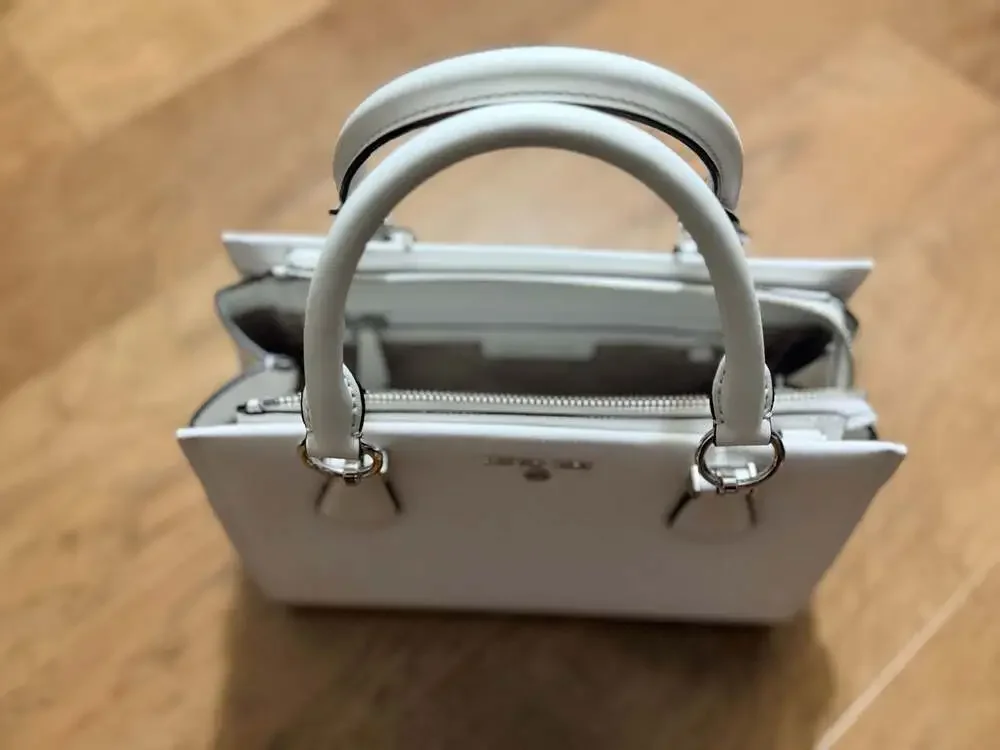 Michael Kors Marilyn Medium Saffiano Leather Satchel in Optic White